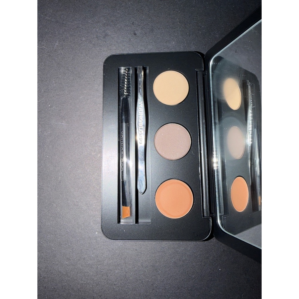 Youngblood Brow Artiste Dark Eyebrow Kit Powder Wax Tweezers Brush Compact
